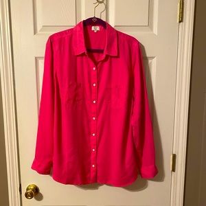 NWT Women’s Crown & Ivy Pink Button Down Top - 1X